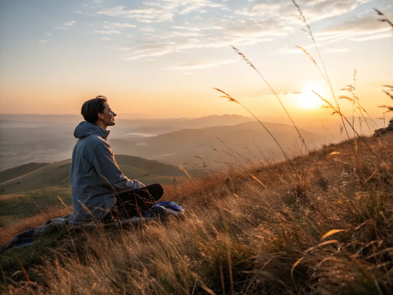 A serene image of a person meditating outdoors, symbolizing clarity and focus, representing the Mindset Development Sessions.